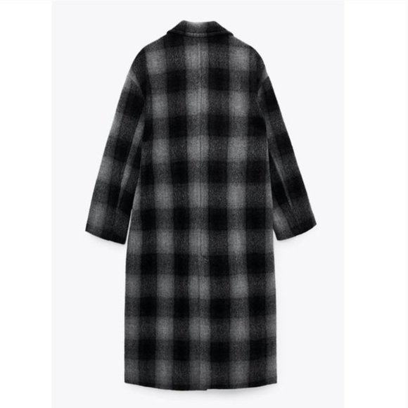 ZARA Women New PLAID CHECK DOUBLE BREASTED MANTECO 100% WOOL COAT Gray ALL SIZES - Picture 15 of 16